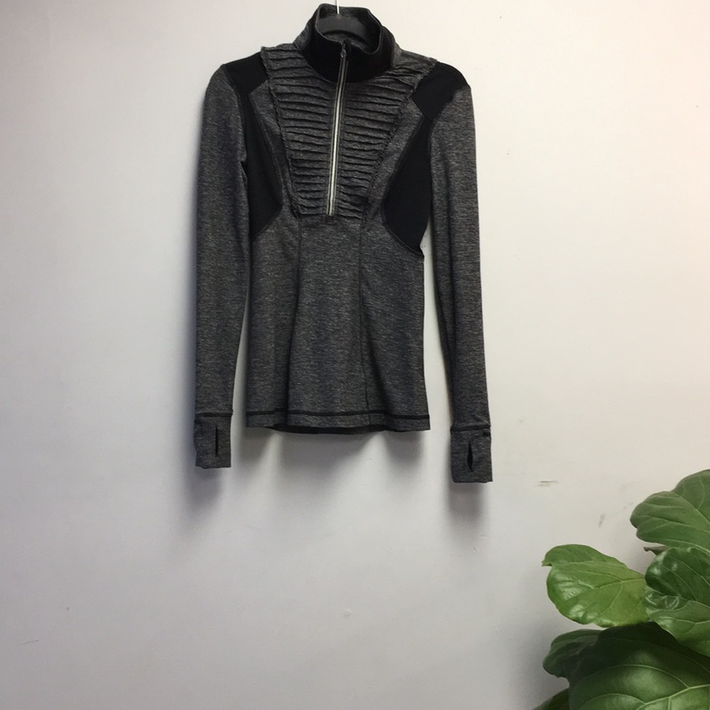 Lululemon 1/2 zip Heathered Black size 4
